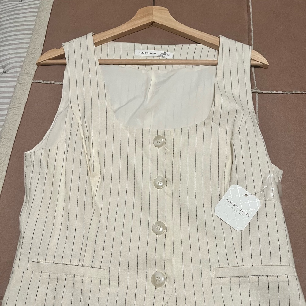Altar'd State Cream and Black Striped Top